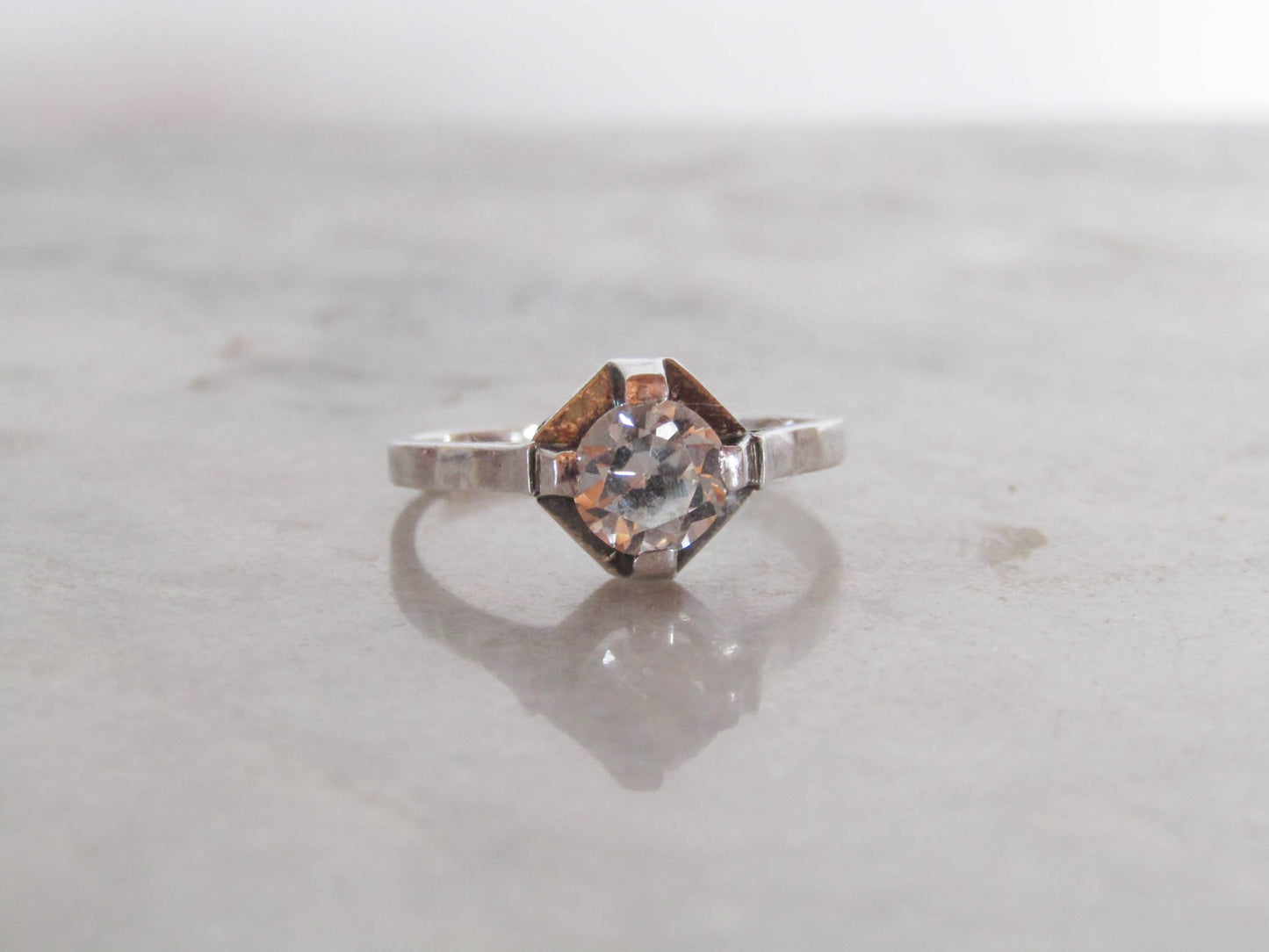 Antique French White Sapphire Art Deco Ring c. 1920