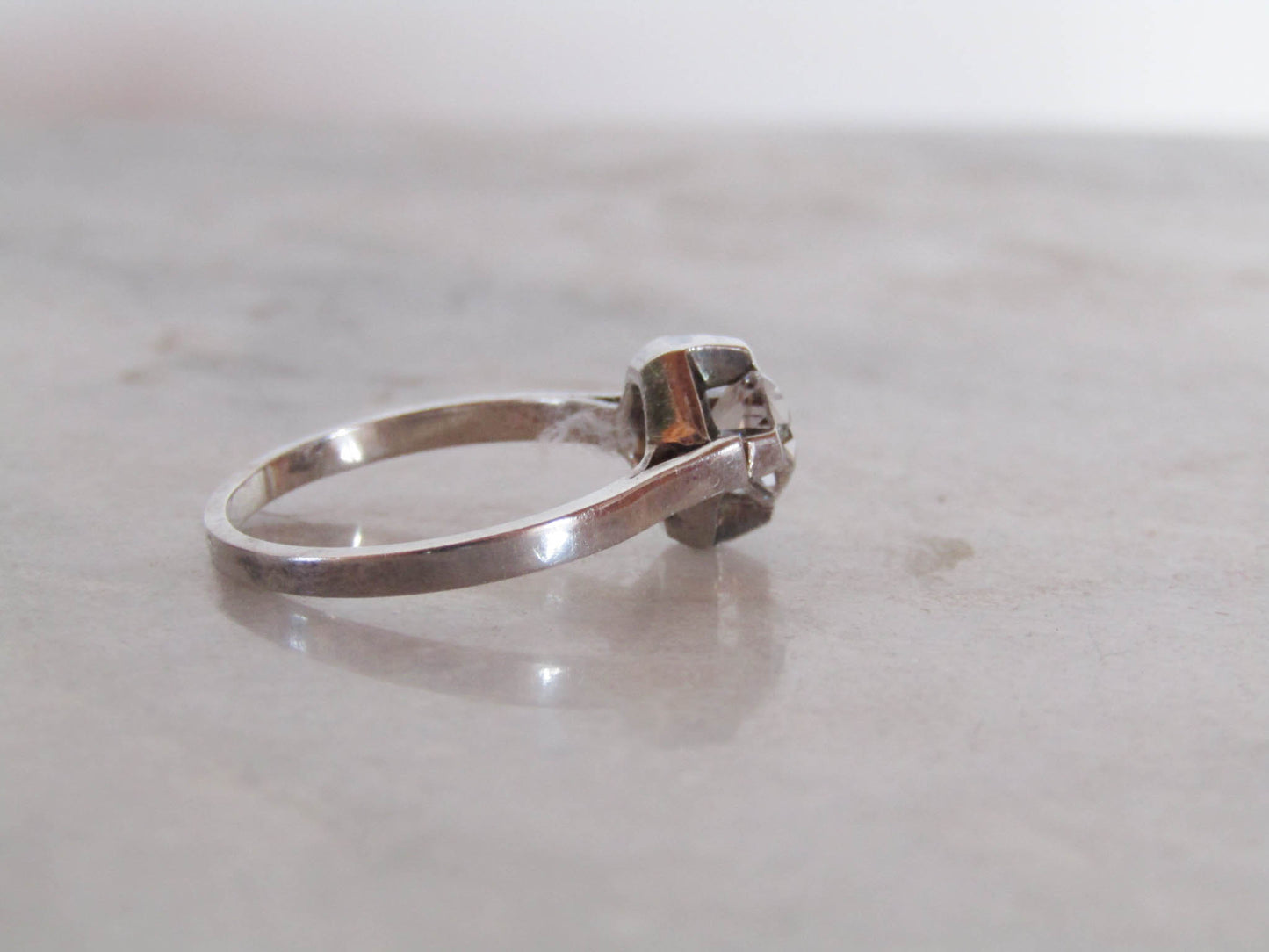 Antique French White Sapphire Art Deco Ring c. 1920