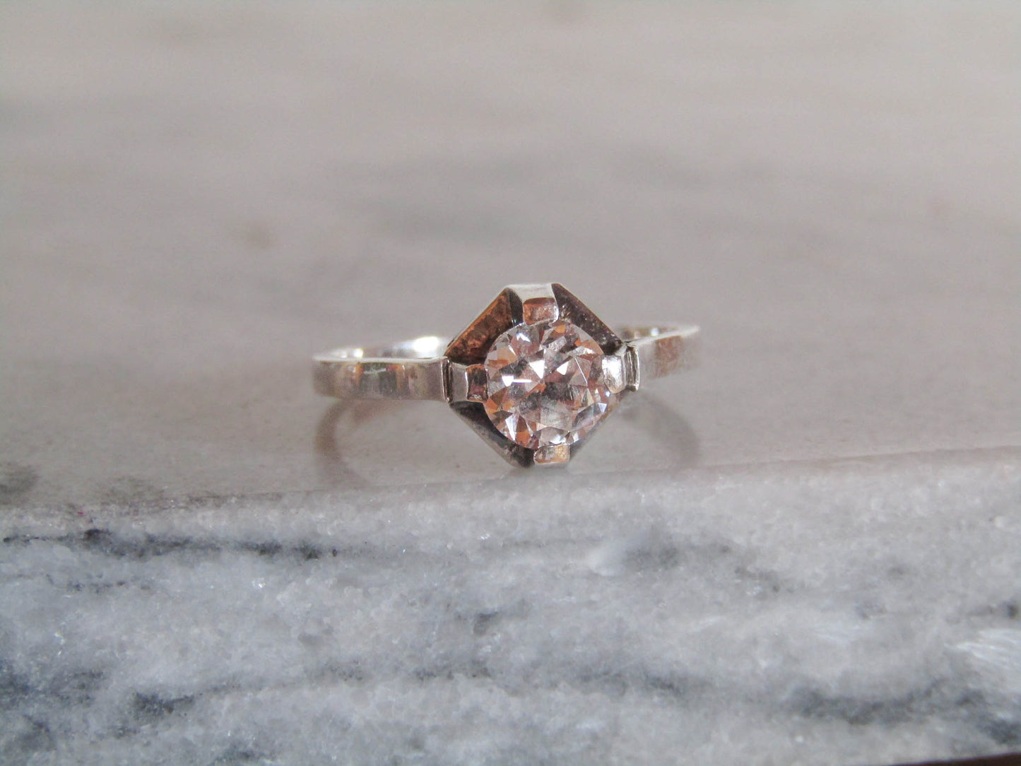 Antique French White Sapphire Art Deco Ring c. 1920