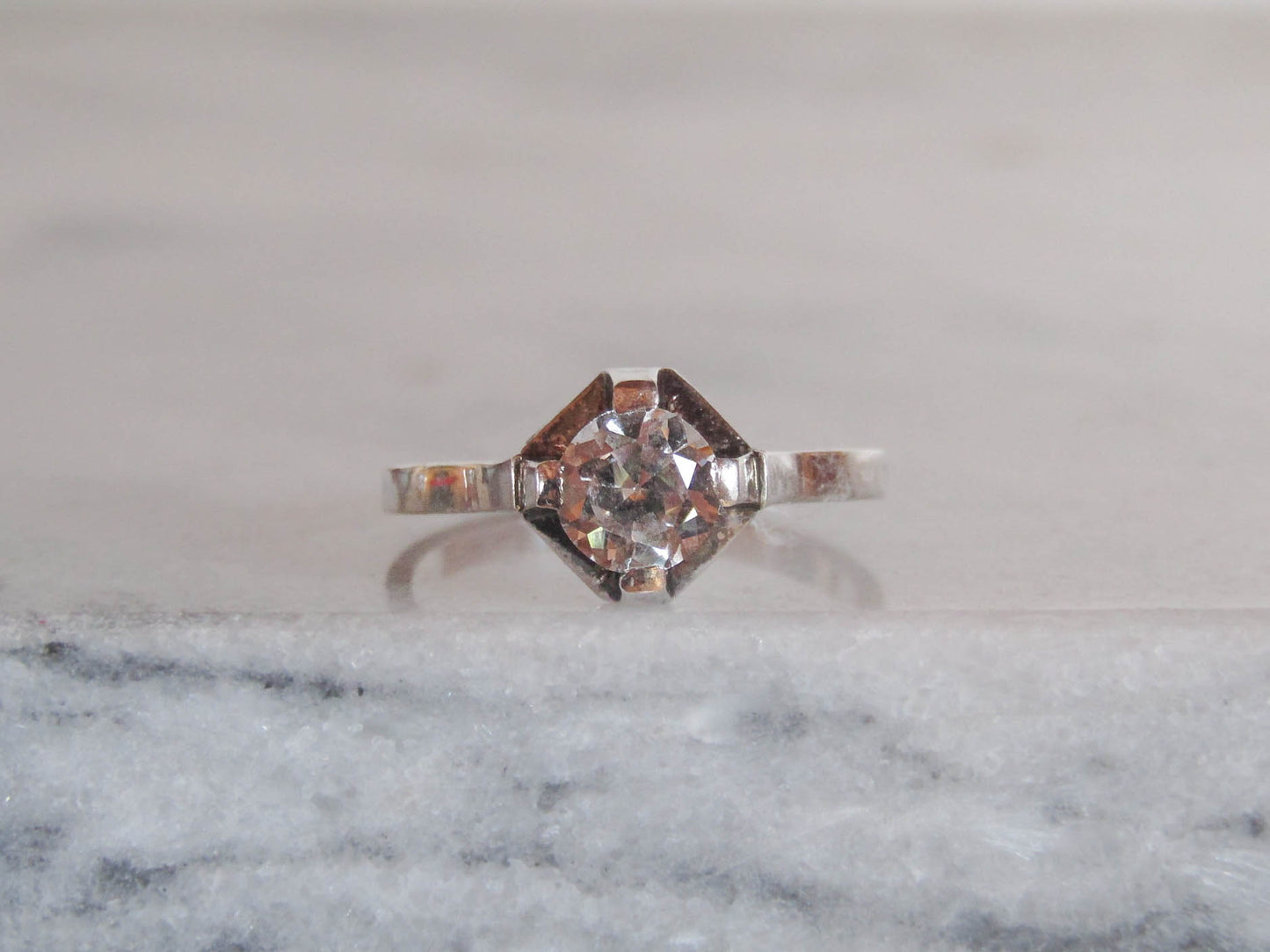 Antique French White Sapphire Art Deco Ring c. 1920