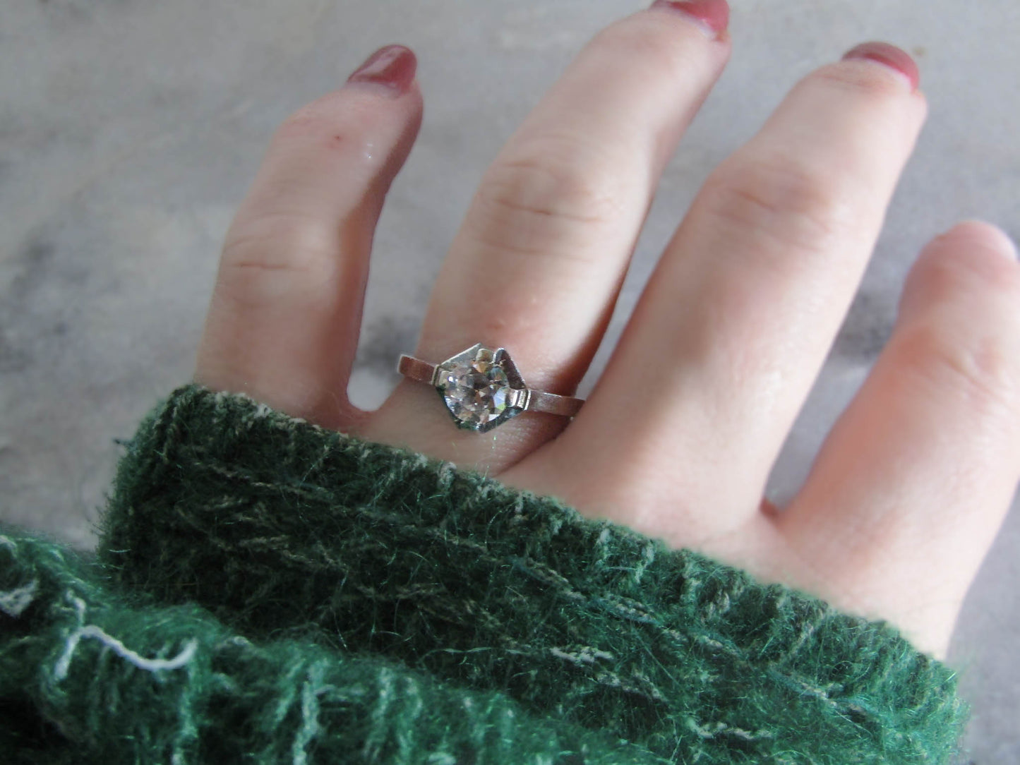 Antique French White Sapphire Art Deco Ring c. 1920