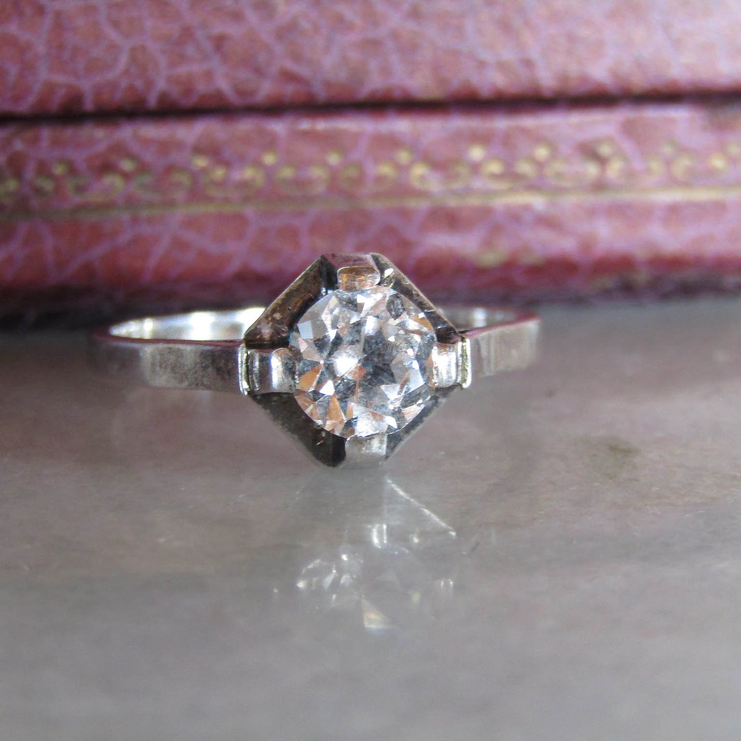 Antique French White Sapphire Art Deco Ring c. 1920