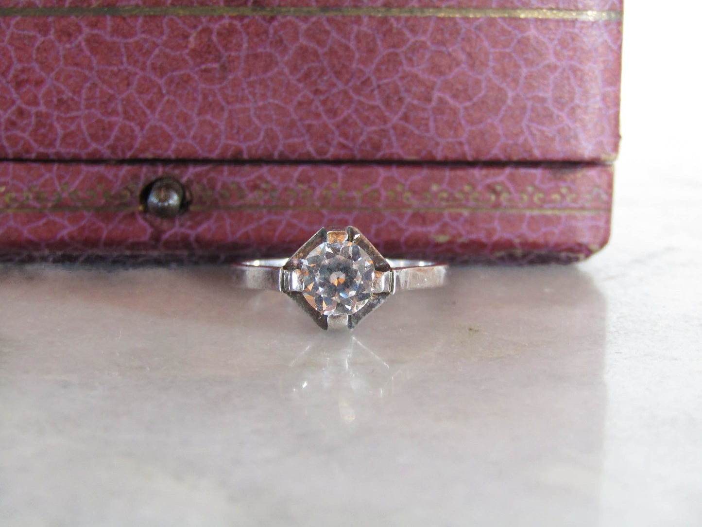 Antique French White Sapphire Art Deco Ring c. 1920