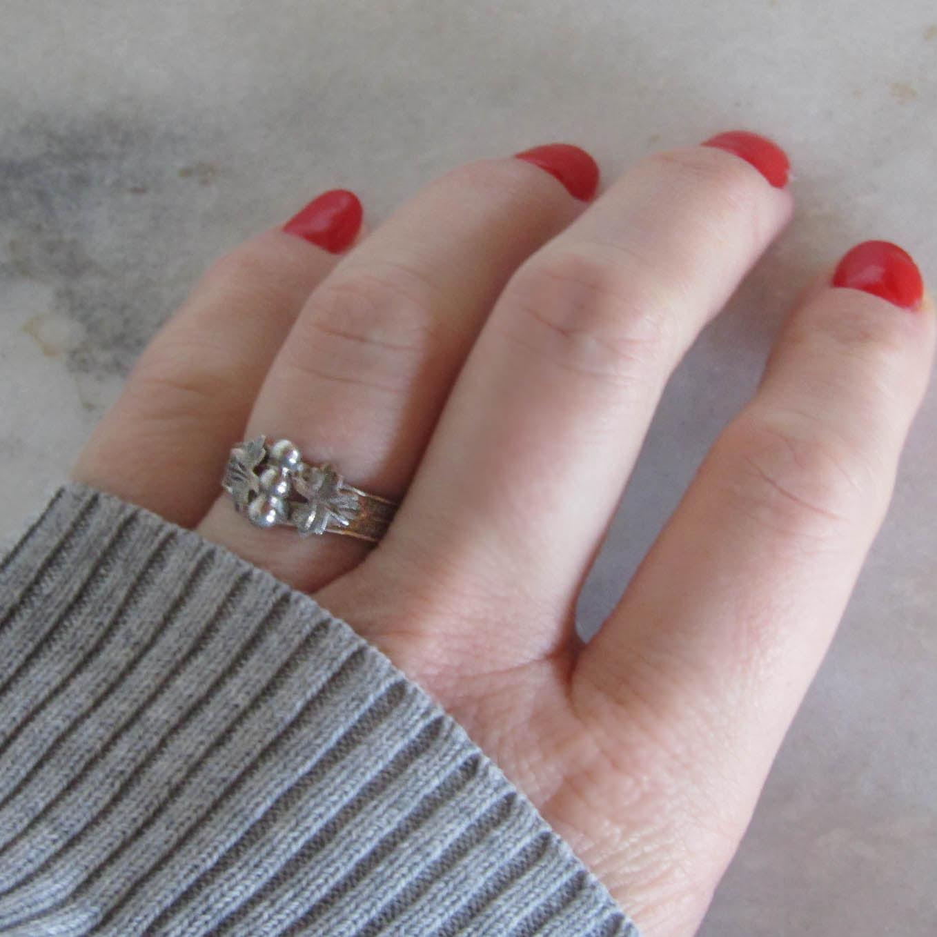 Antique French Silver Art Nouveau Ring C. 1900