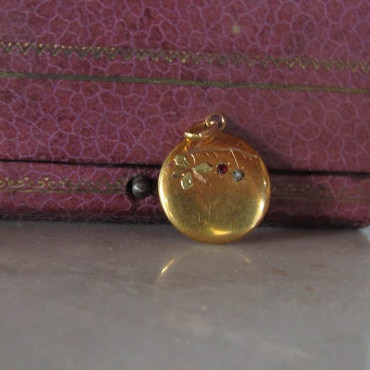 Antique French Belle Epoque 18K Solid Gold Round Pendant c. 1900