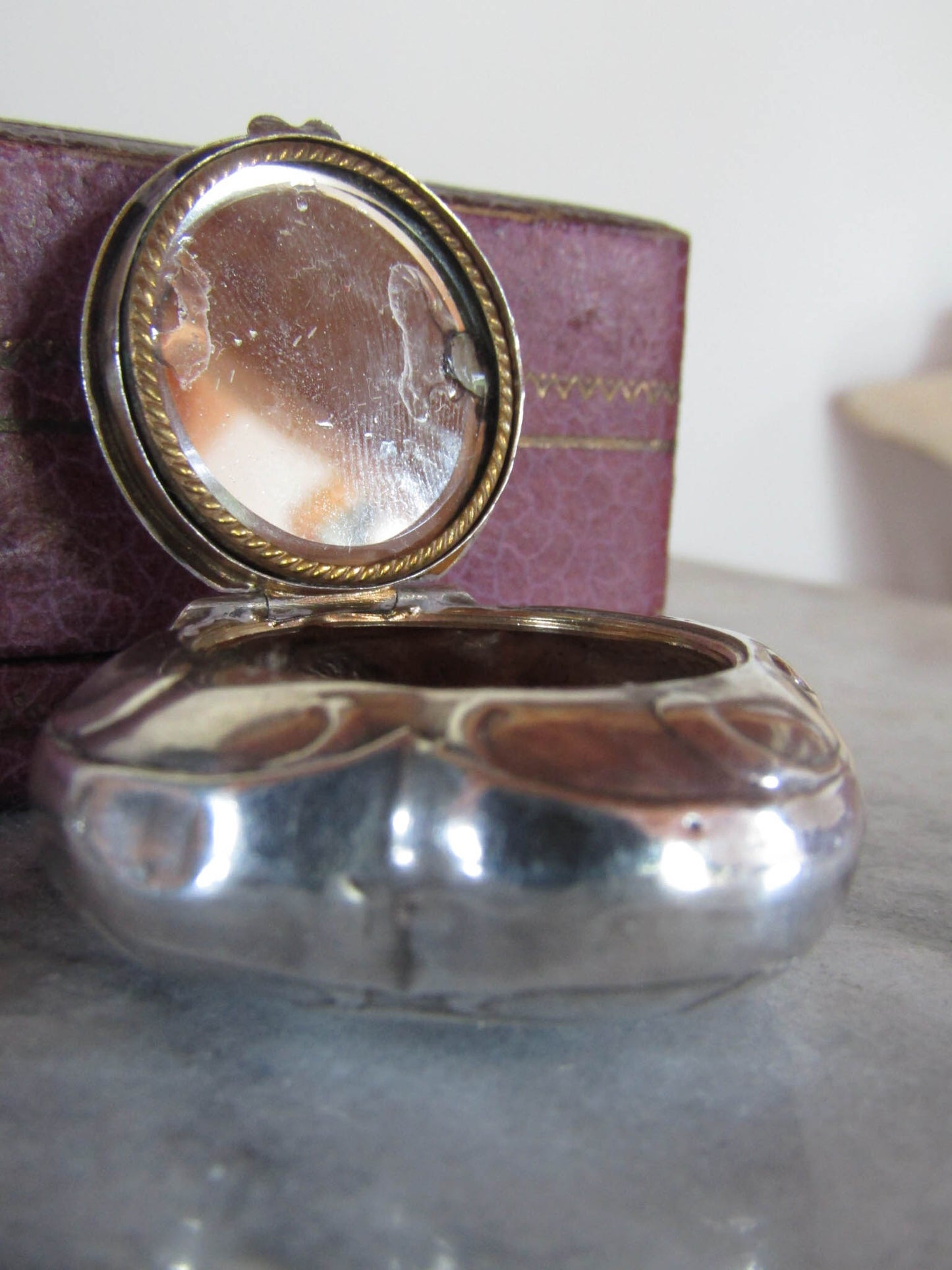 Antique Silver Art Nouveau Edelweiss French Power Box Pendant