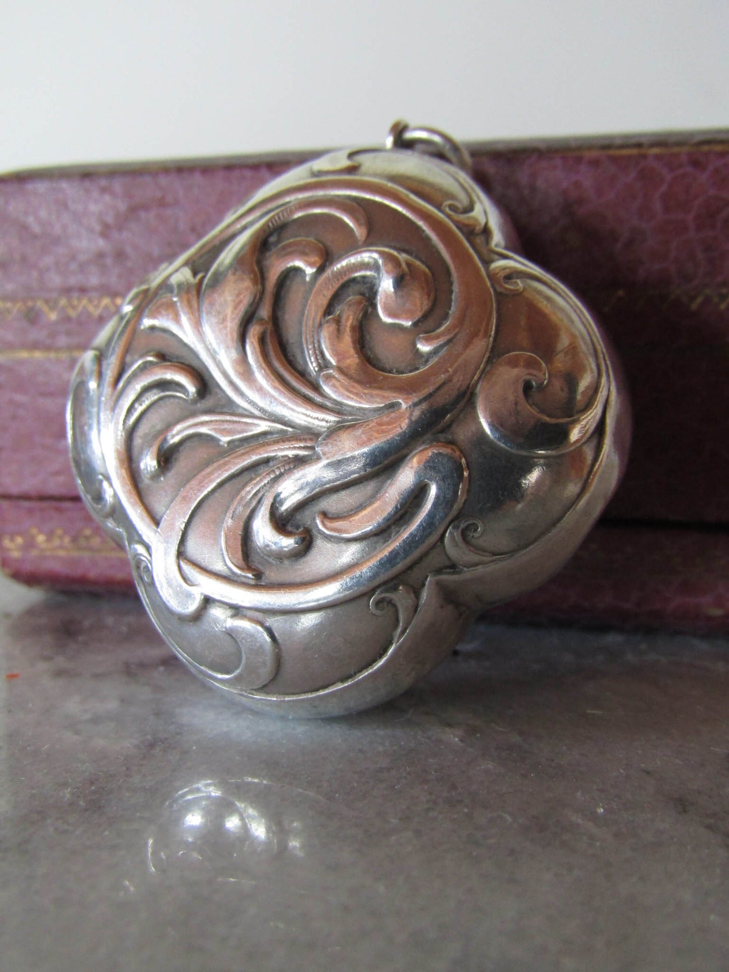 Antique Silver Art Nouveau Edelweiss French Power Box Pendant