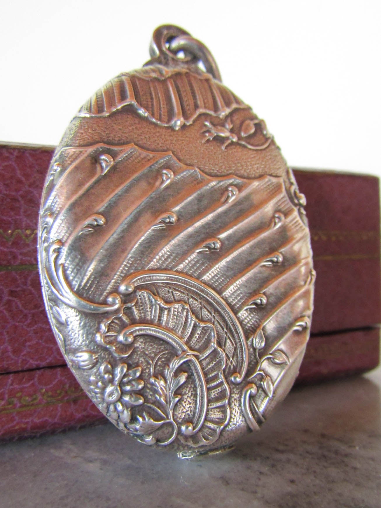 Antique French Silver Rocaille Slide Mirror Pendant