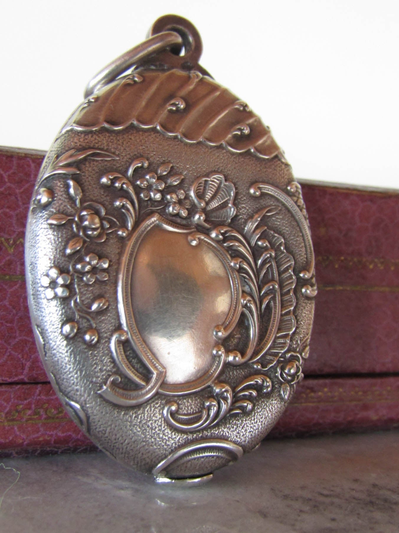 Antique French Silver Rocaille Slide Mirror Pendant