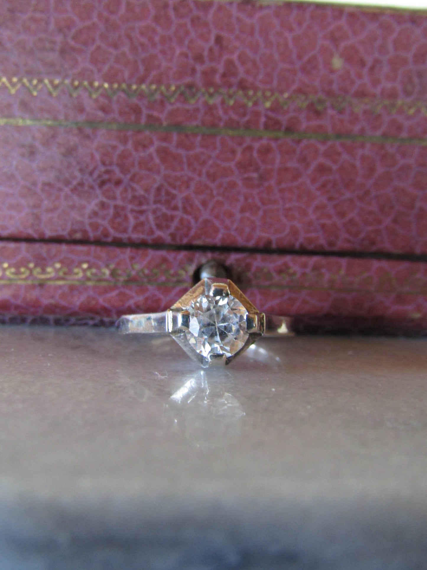 Antique French White Sapphire Art Deco Ring c. 1920