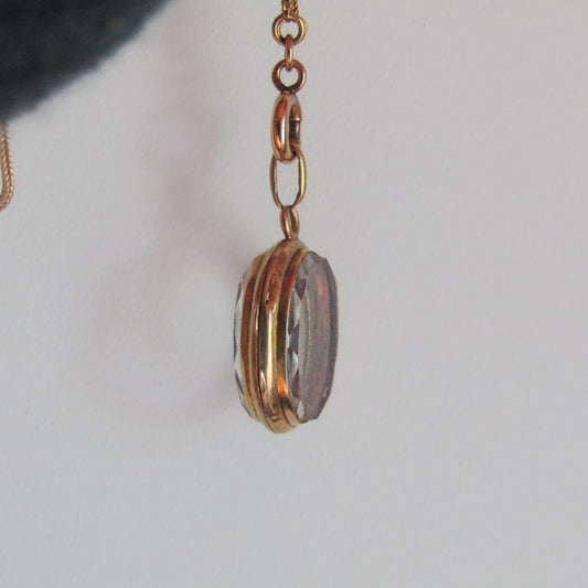 Antique Victorian Napoleon III Rock Crystal Shaker Locket c. 1850