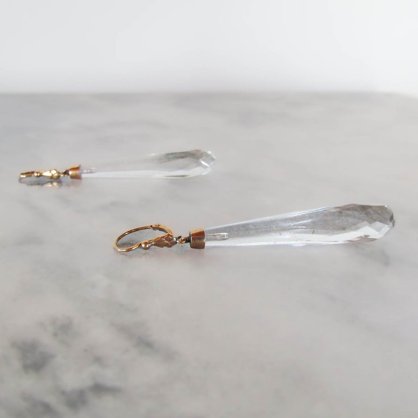 French Faceted Torpedo Drop Earrings c. 1910