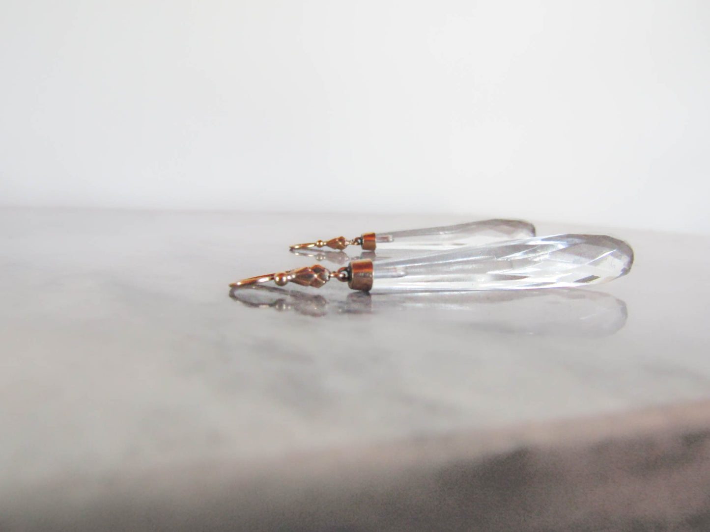 French Faceted Torpedo Drop Earrings c. 1910