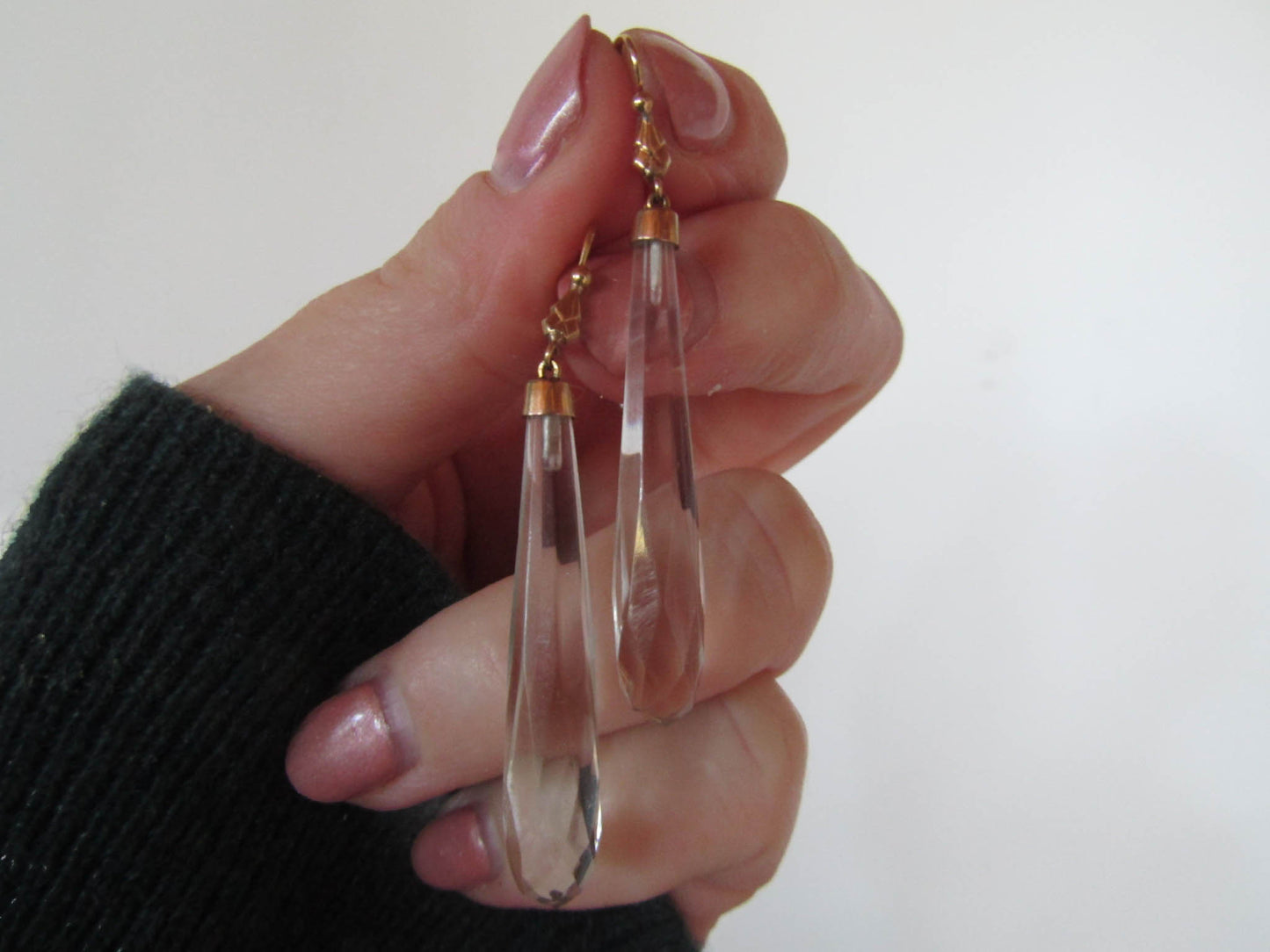 French Faceted Torpedo Drop Earrings c. 1910