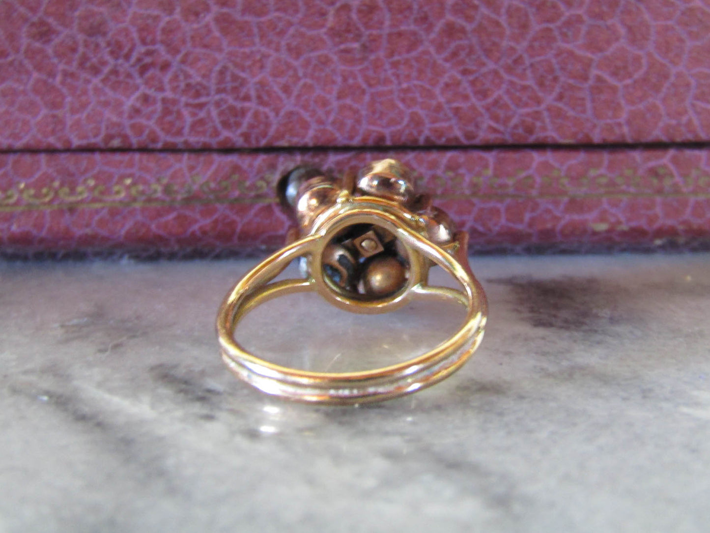 Vintage French 18K Perpignan Garnet Regional Jewelry Ring
