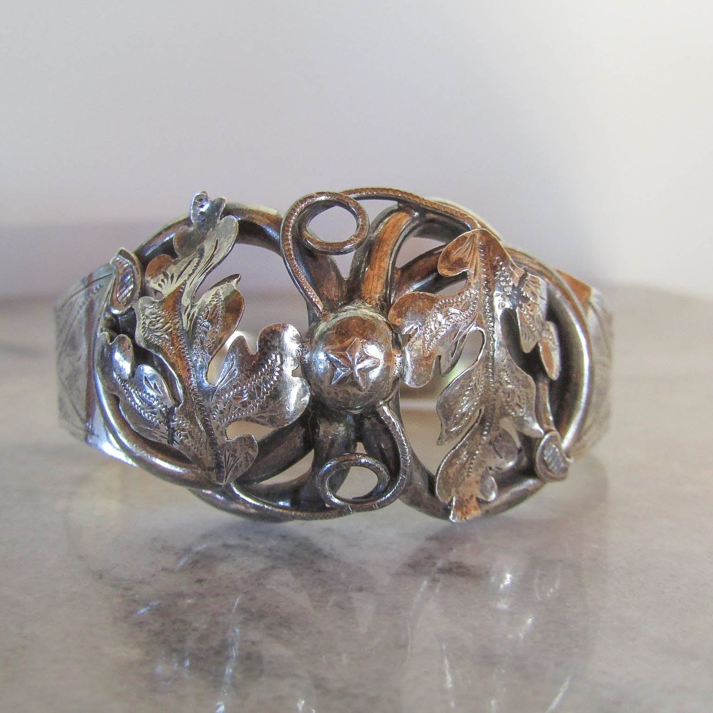 Antique French Silver Bangle Bracelet