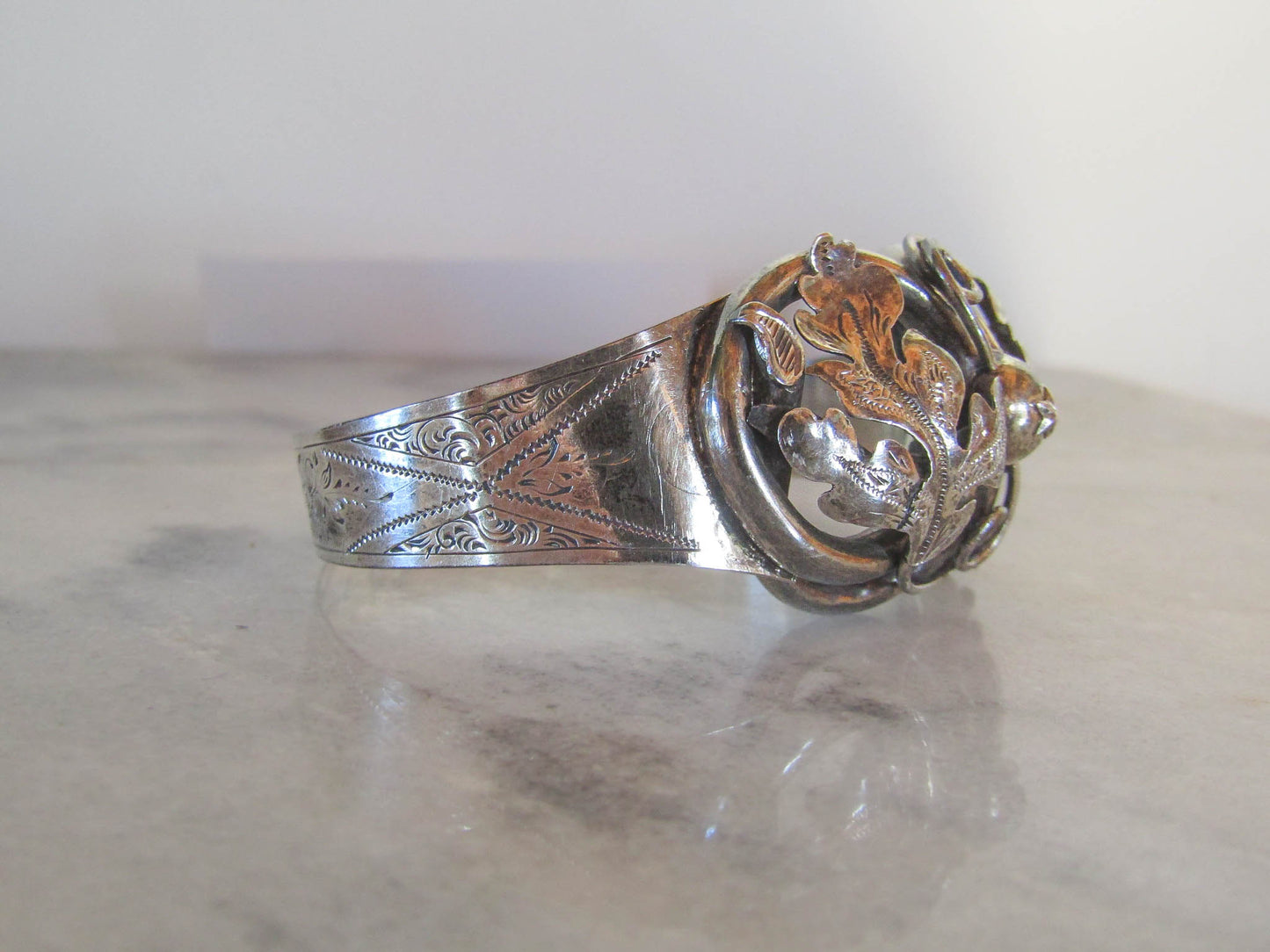 Antique French Silver Bangle Bracelet