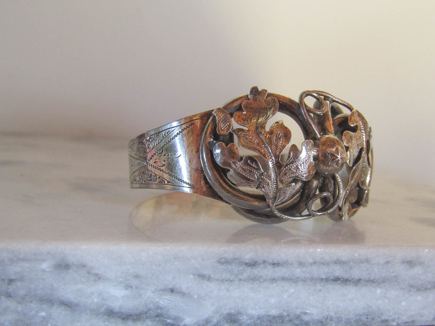 Antique French Silver Bangle Bracelet