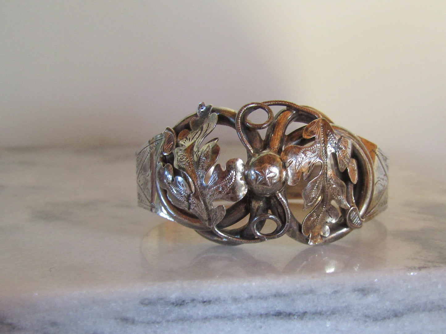 Antique French Silver Bangle Bracelet