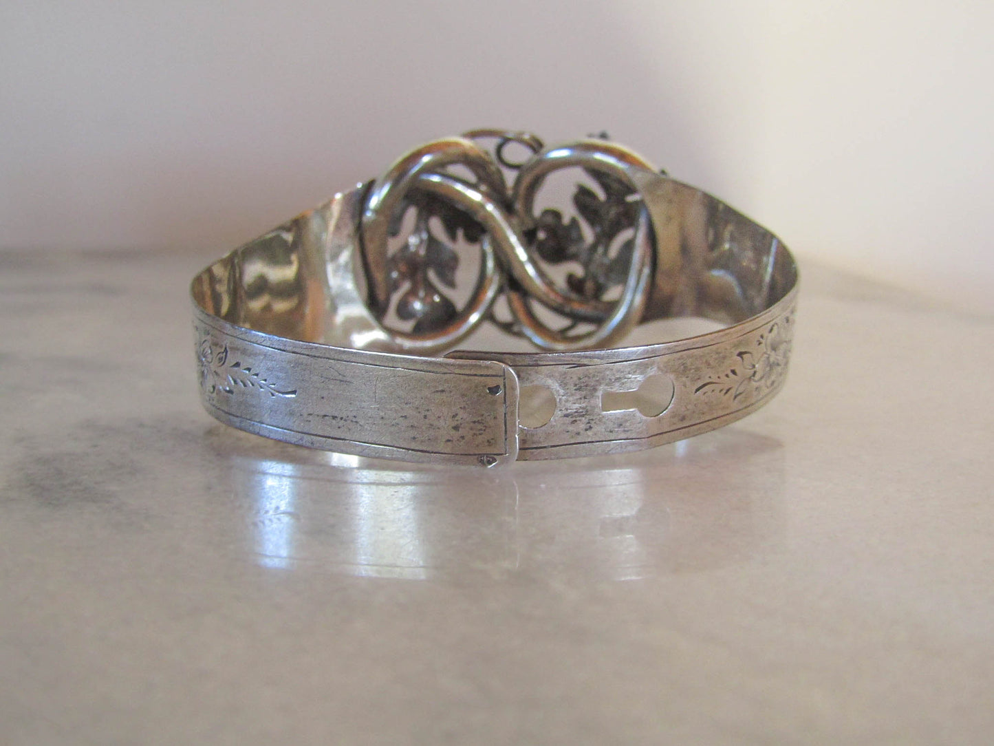 Antique French Silver Bangle Bracelet