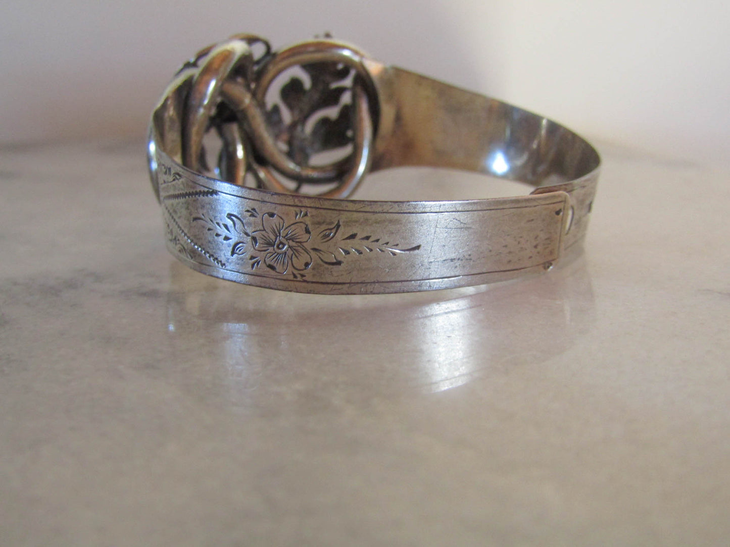 Antique French Silver Bangle Bracelet
