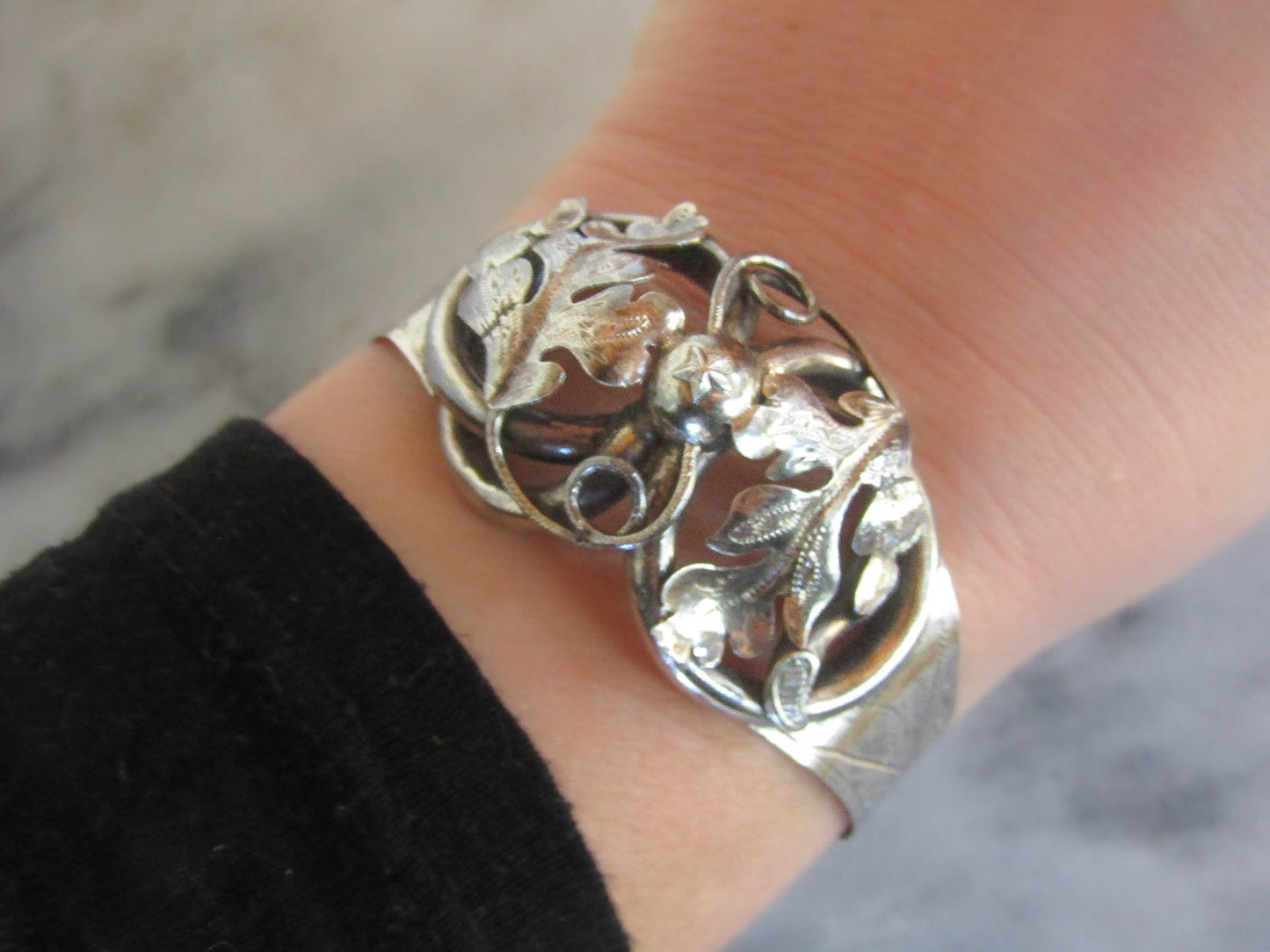 Antique French Silver Bangle Bracelet