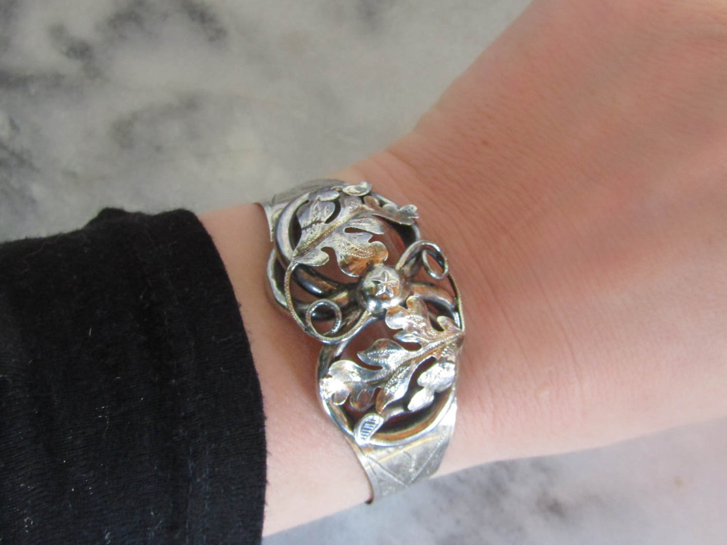 Antique French Silver Bangle Bracelet