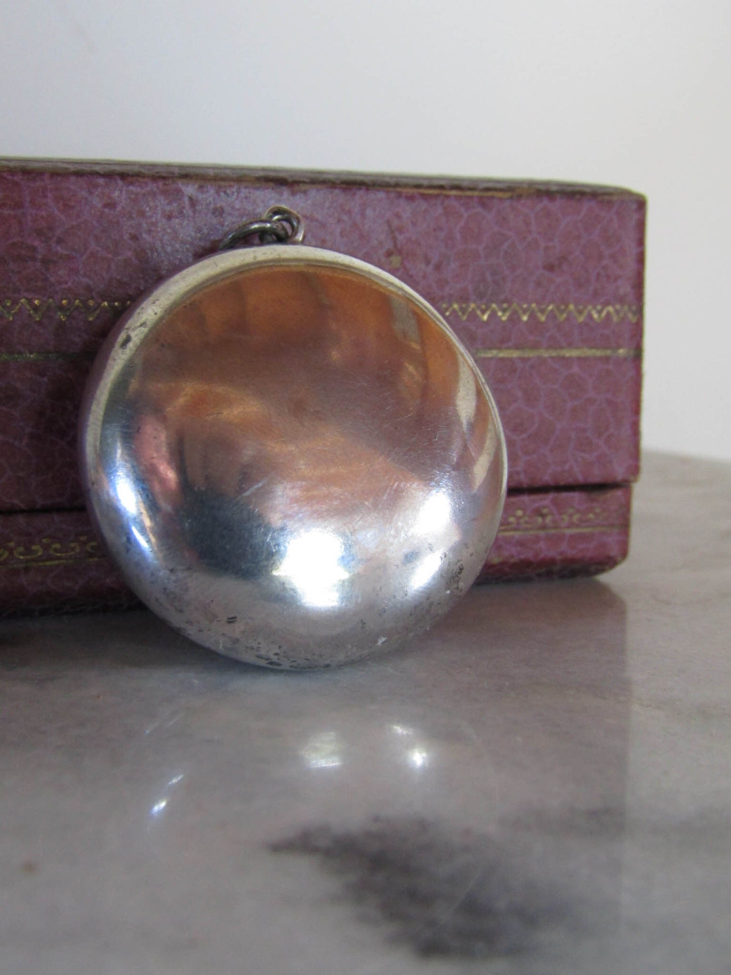 Antique French Silver Art Nouveau Powder Box Pendant c. 1900