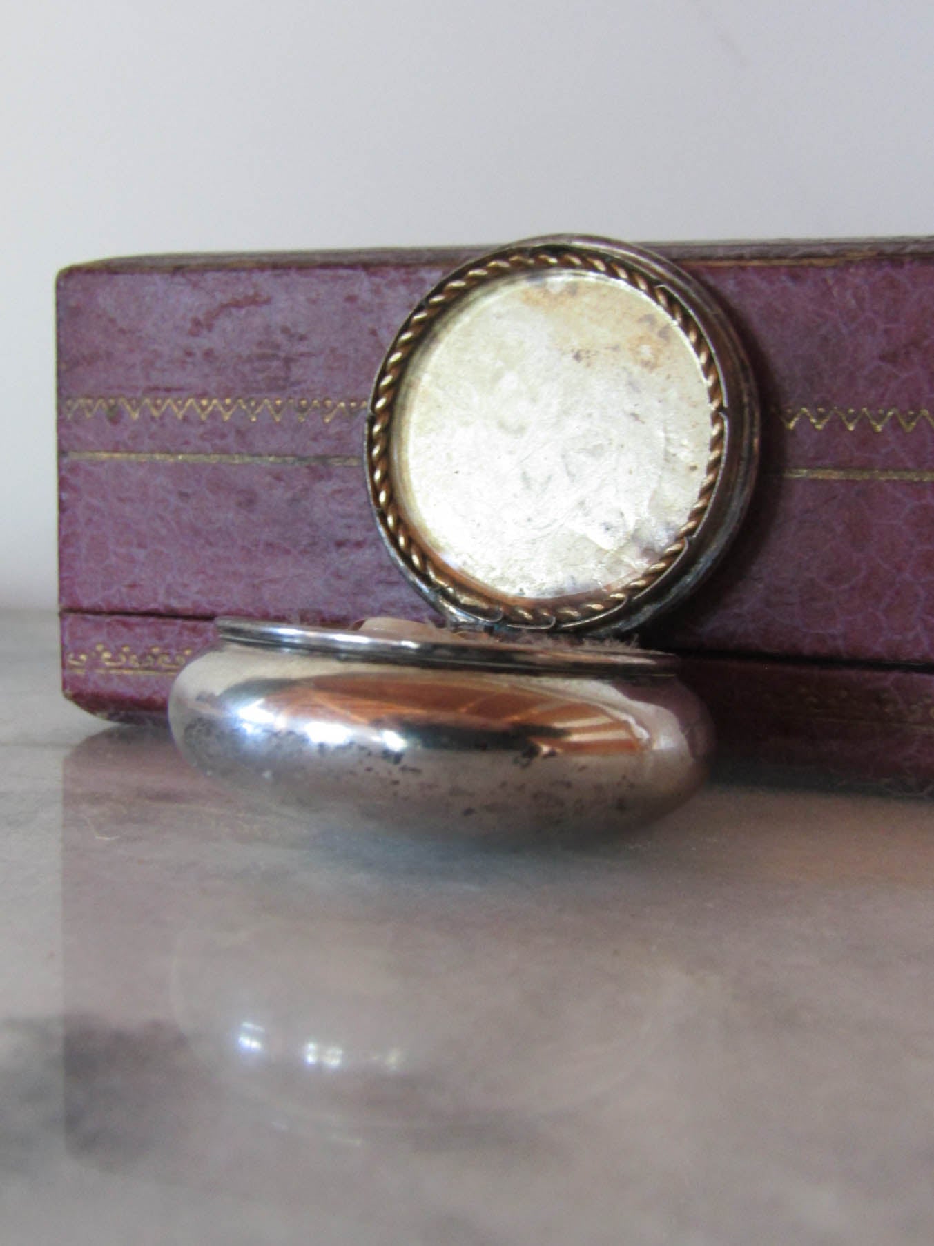 Antique French Silver Art Nouveau Powder Box Pendant c. 1900