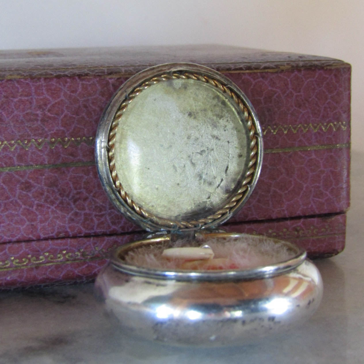 Antique French Silver Art Nouveau Powder Box Pendant c. 1900