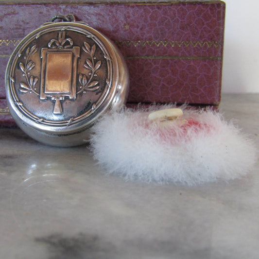 Antique French Silver Art Nouveau Powder Box Pendant c. 1900
