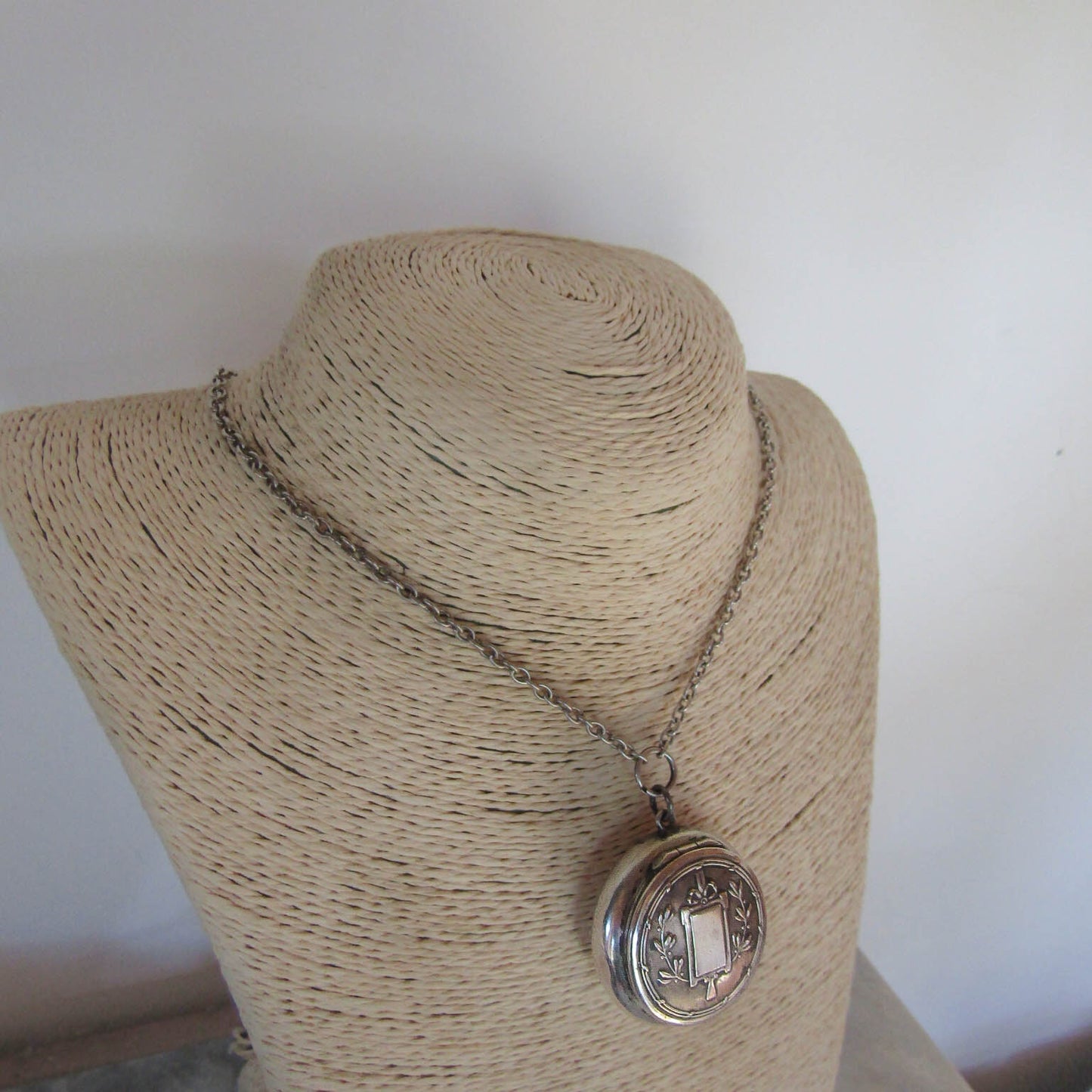 Antique French Silver Art Nouveau Powder Box Pendant c. 1900