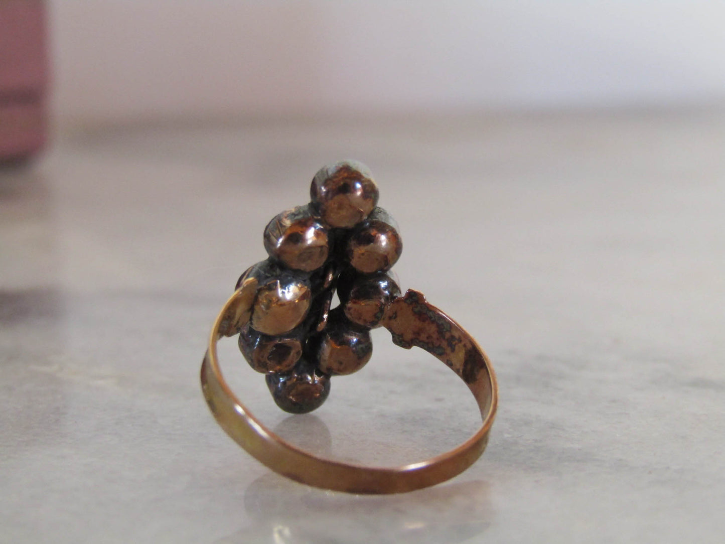 Antique French Perpignan Garnet Navette ring