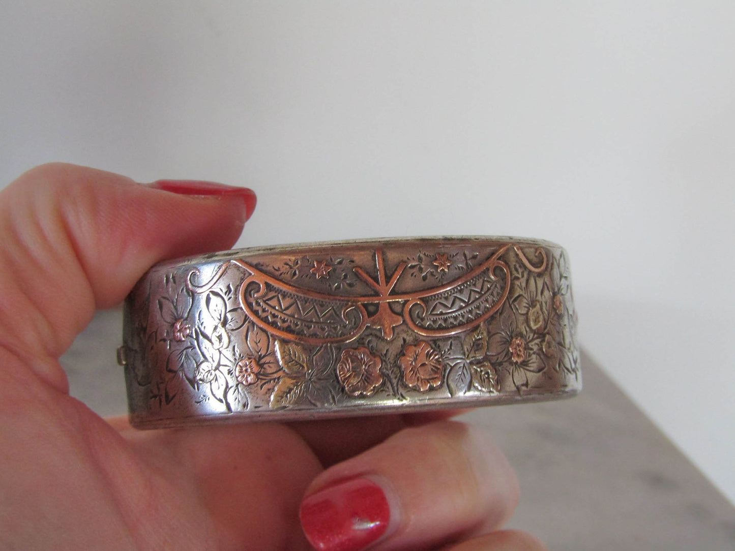 Antique Silver Victorian Bangle Bracelet