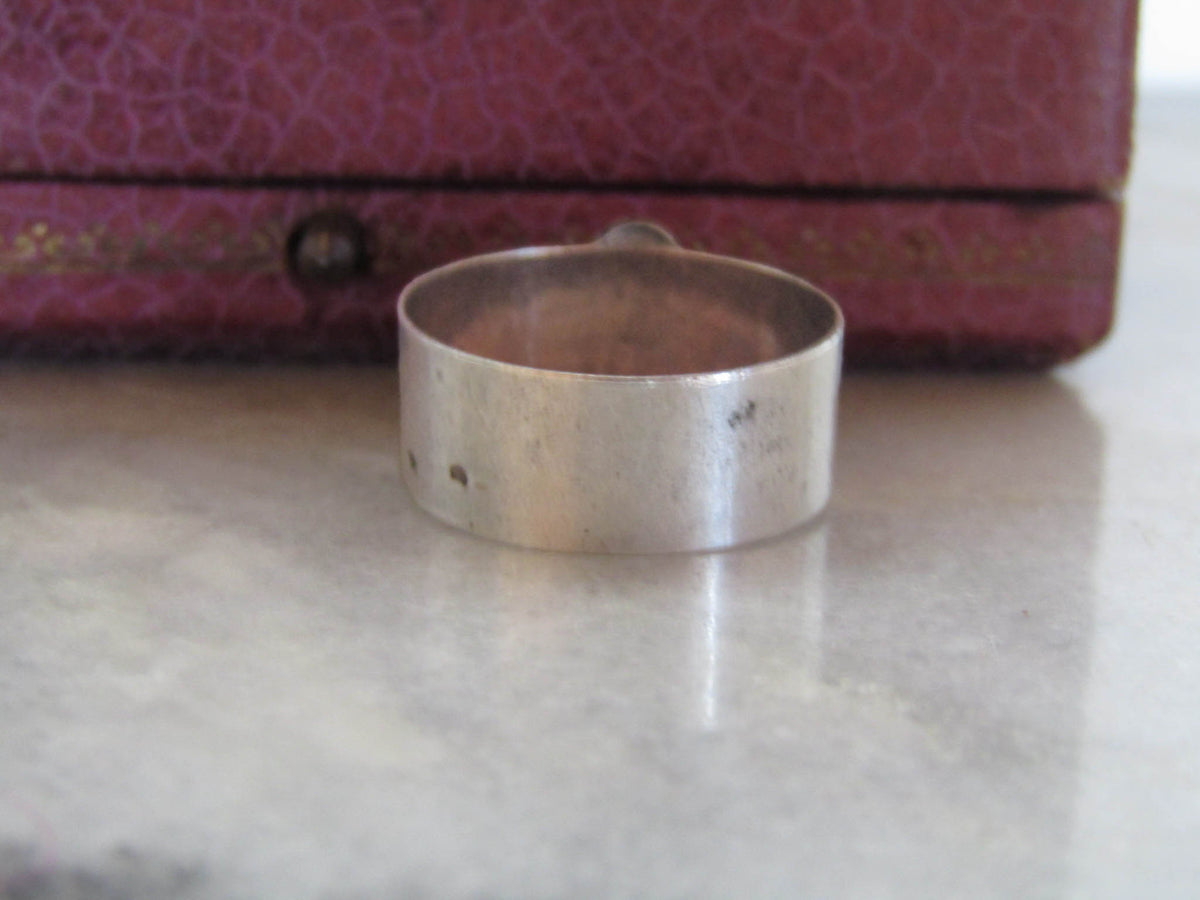 Antique French Lorraine Cross Silver Ring with Thistle