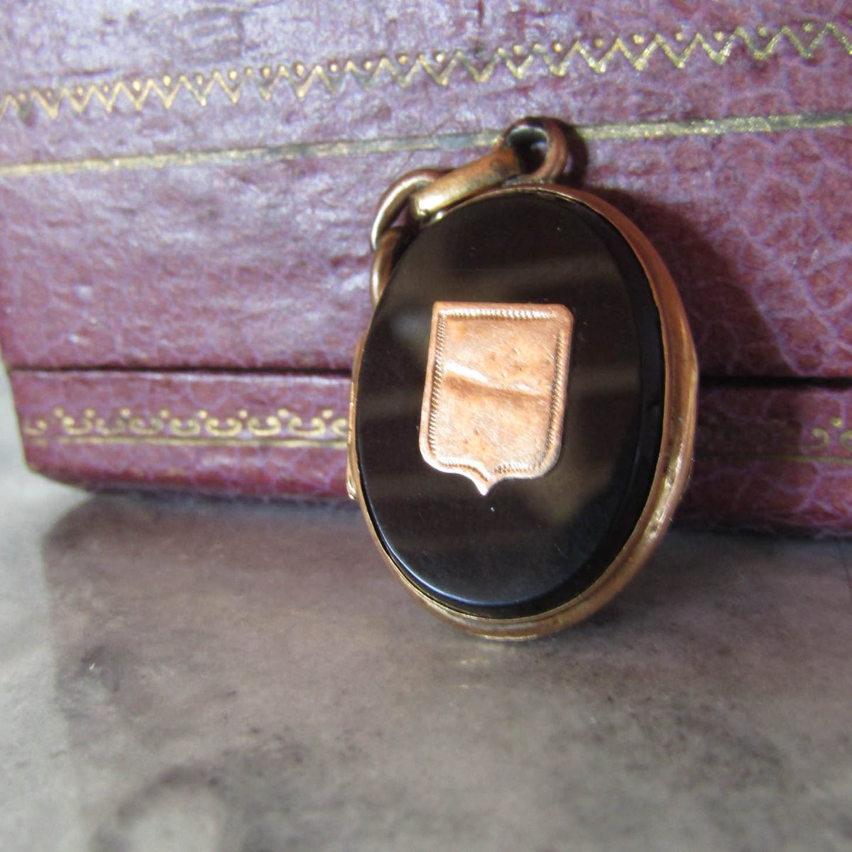 Antique 14K Gold Onyx Locket of French Origin