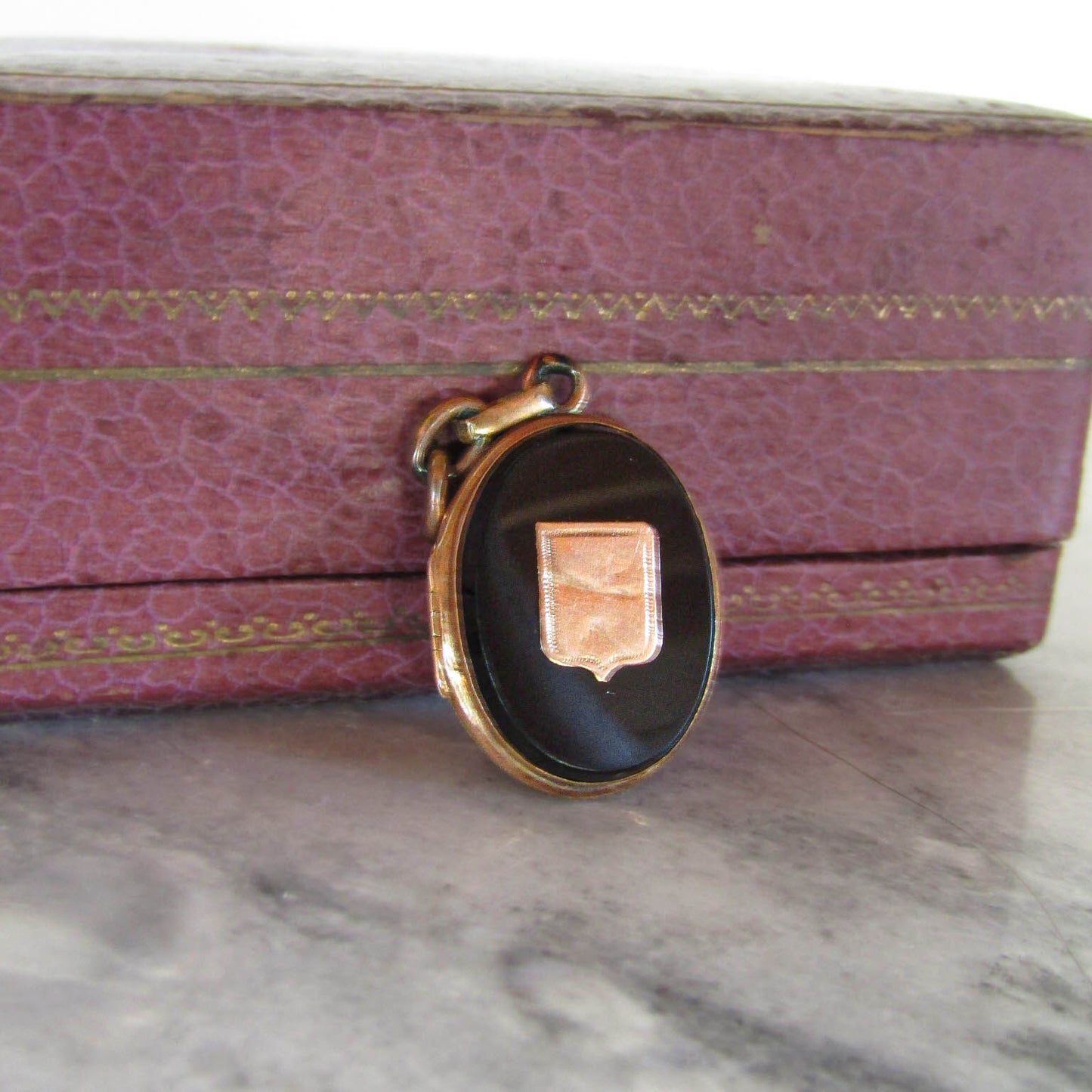 Antique 14K Gold Onyx Locket of French Origin