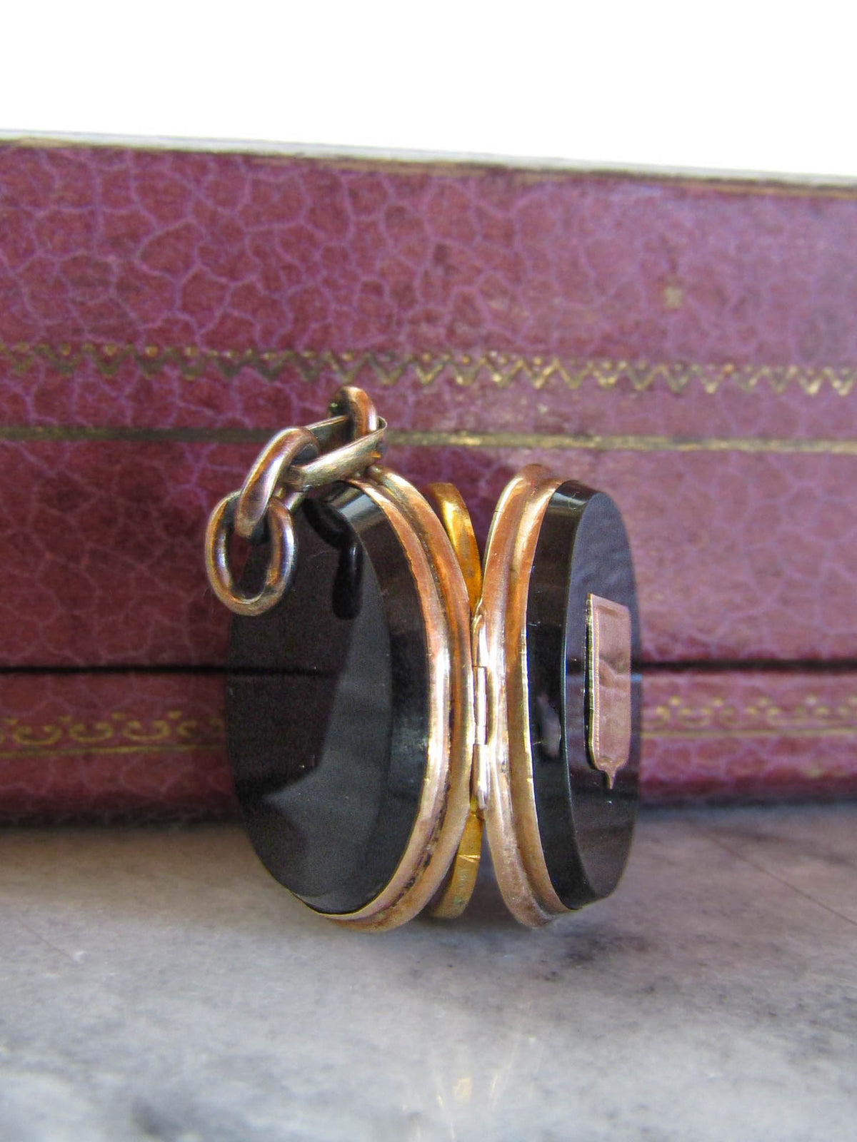 Antique 14K Gold Onyx Locket of French Origin