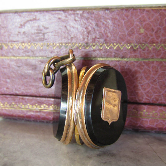Antique 14K Gold Onyx Locket of French Origin