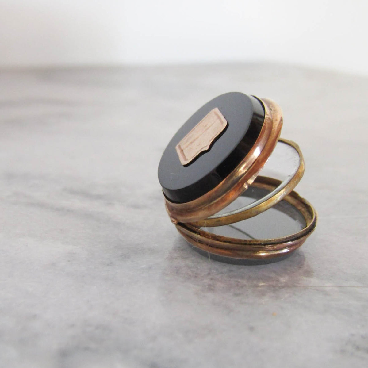 Antique 14K Gold Onyx Locket of French Origin