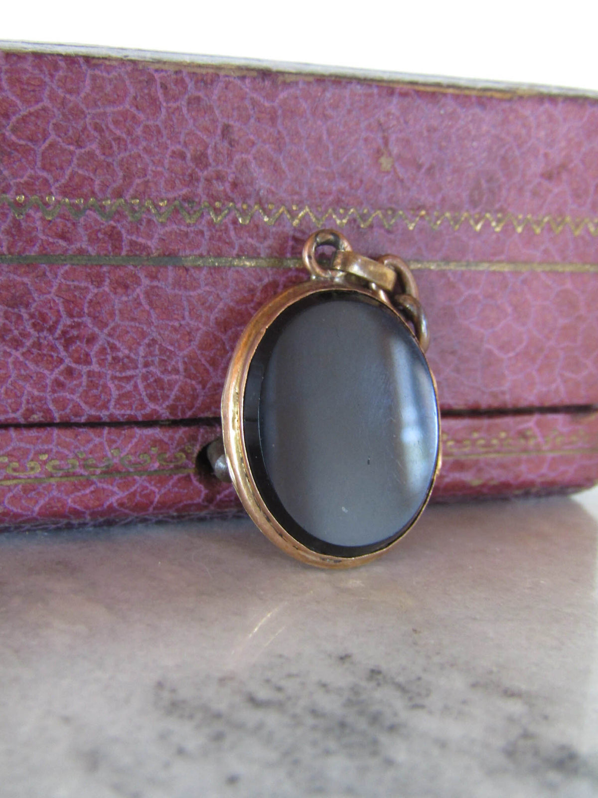 Antique 14K Gold Onyx Locket of French Origin