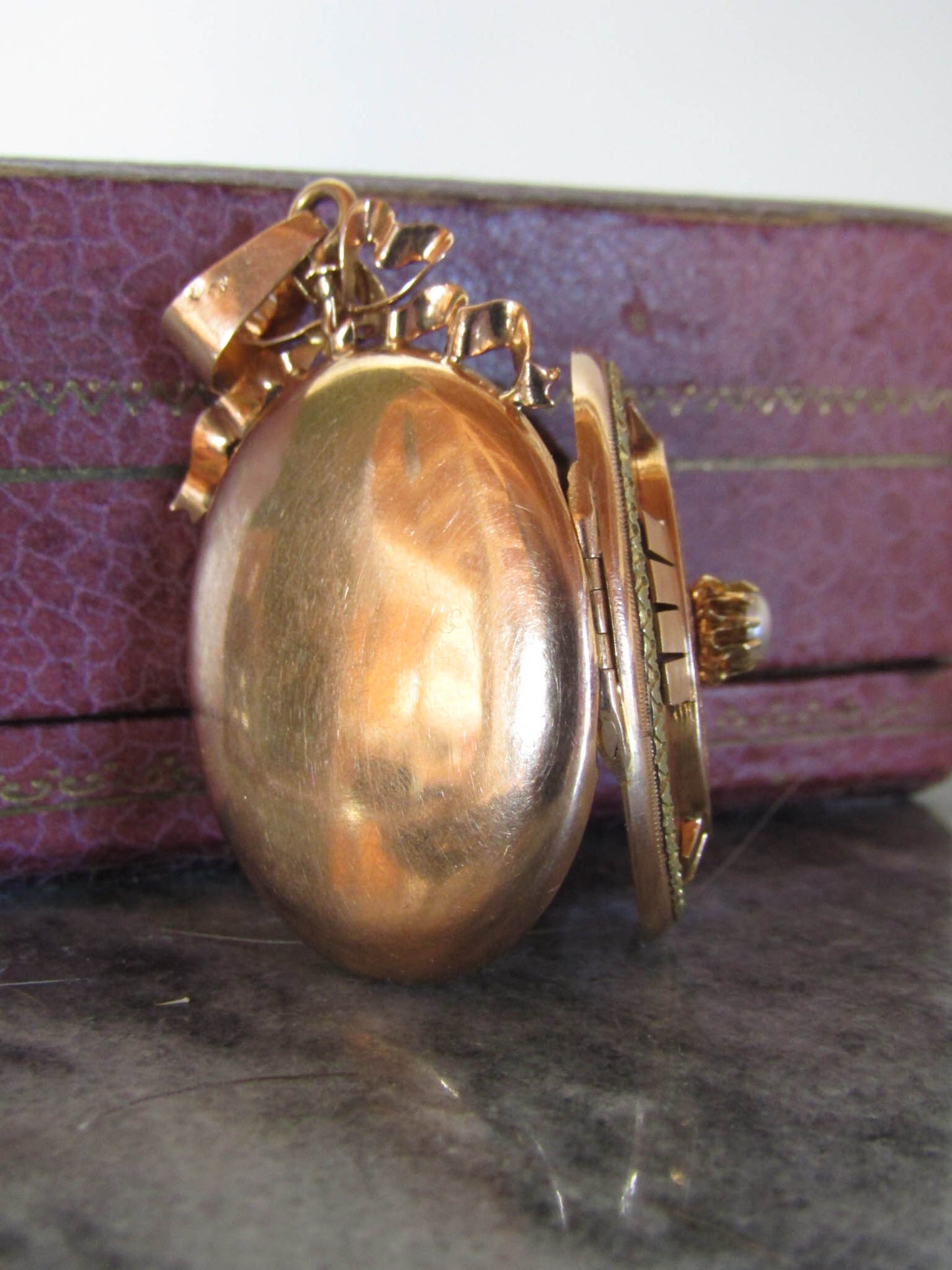 Antique French 18K Solid Rose Gold Vinaigrette Locket c. 1880