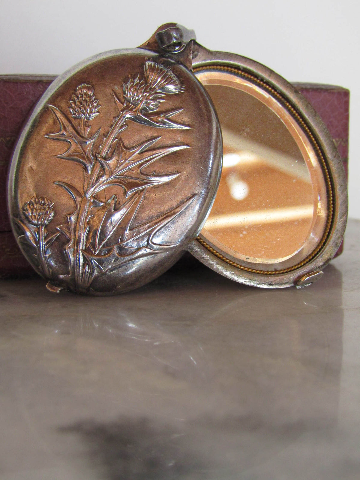 Antique Art Nouveau Silver Thistle Locket of French Origin c. 1900
