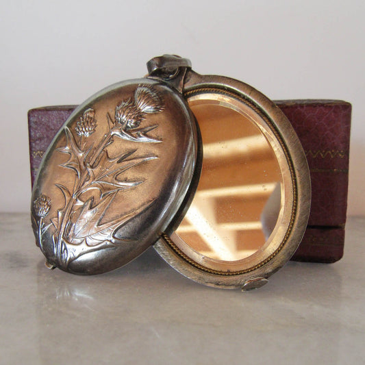 Antique Art Nouveau Silver Thistle Locket of French Origin c. 1900