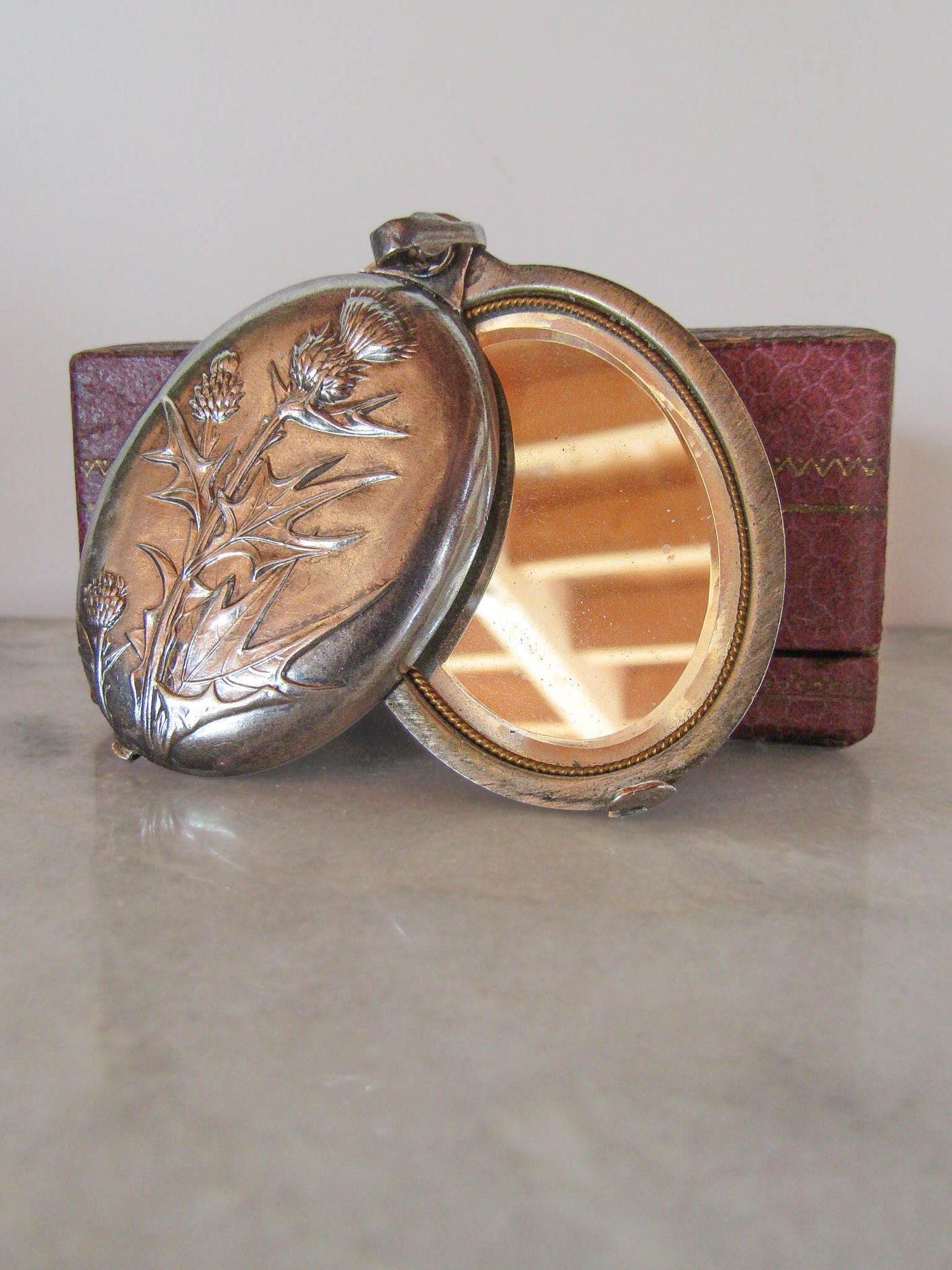 Antique Art Nouveau Silver Thistle Locket of French Origin c. 1900