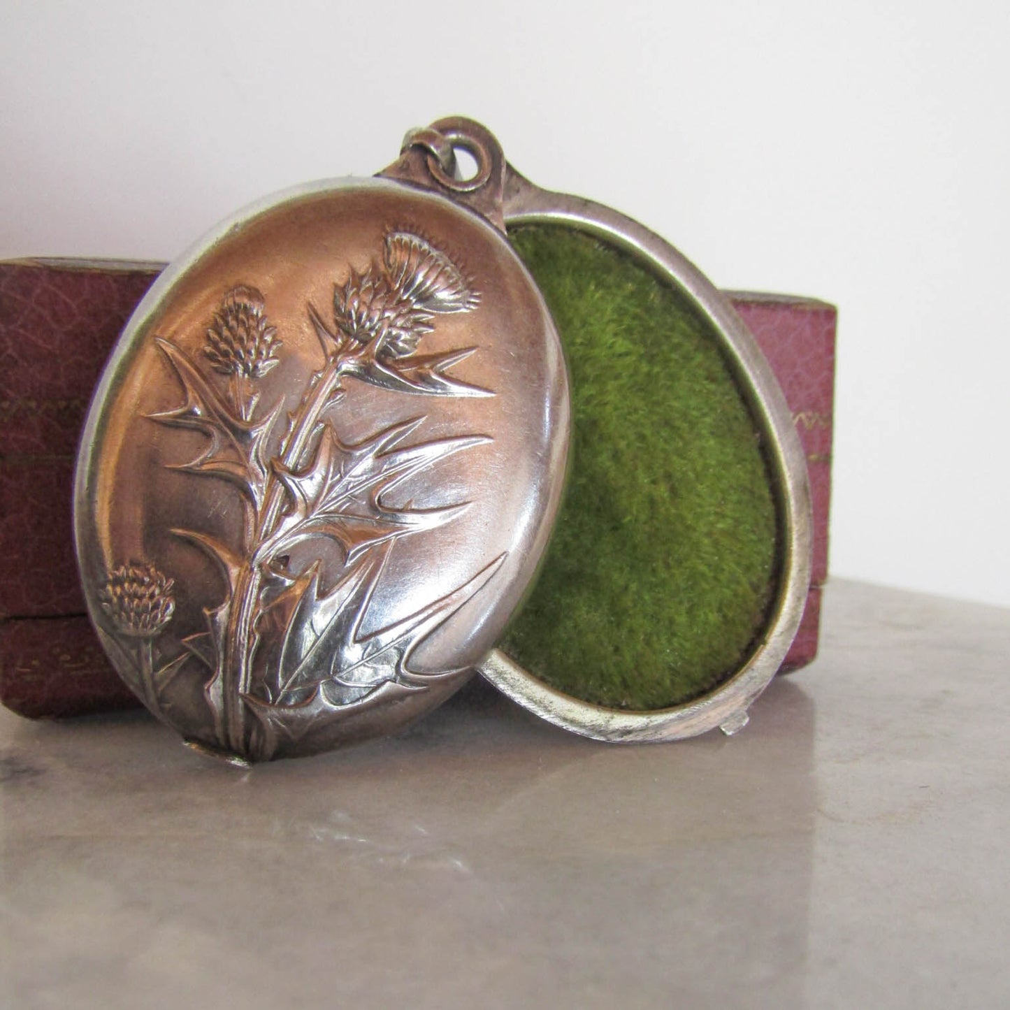Antique Art Nouveau Silver Thistle Locket of French Origin c. 1900