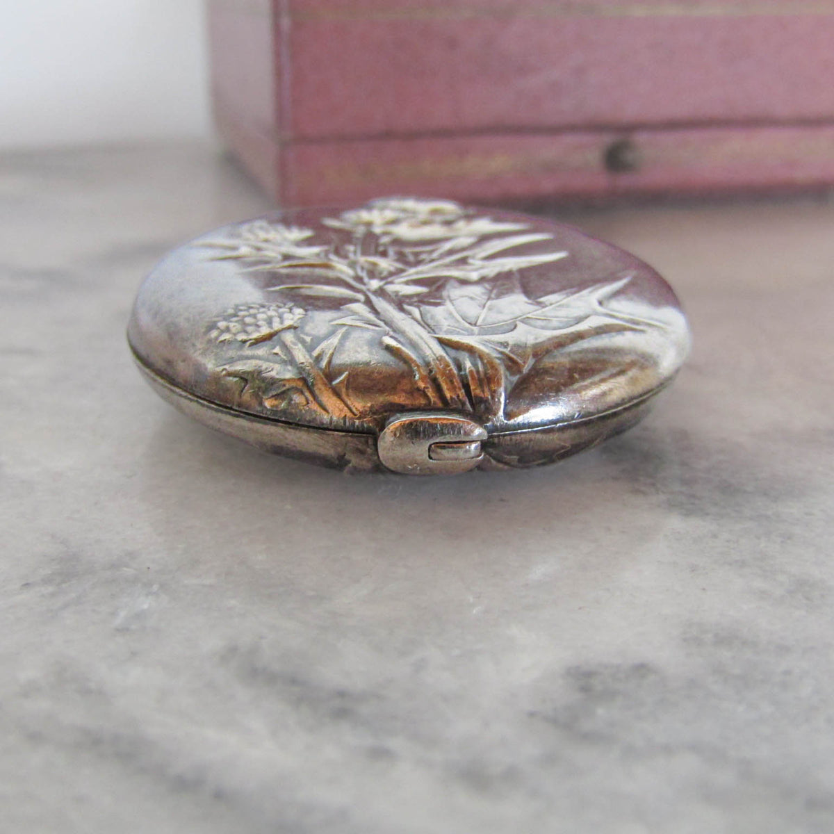 Antique Art Nouveau Silver Thistle Locket of French Origin c. 1900