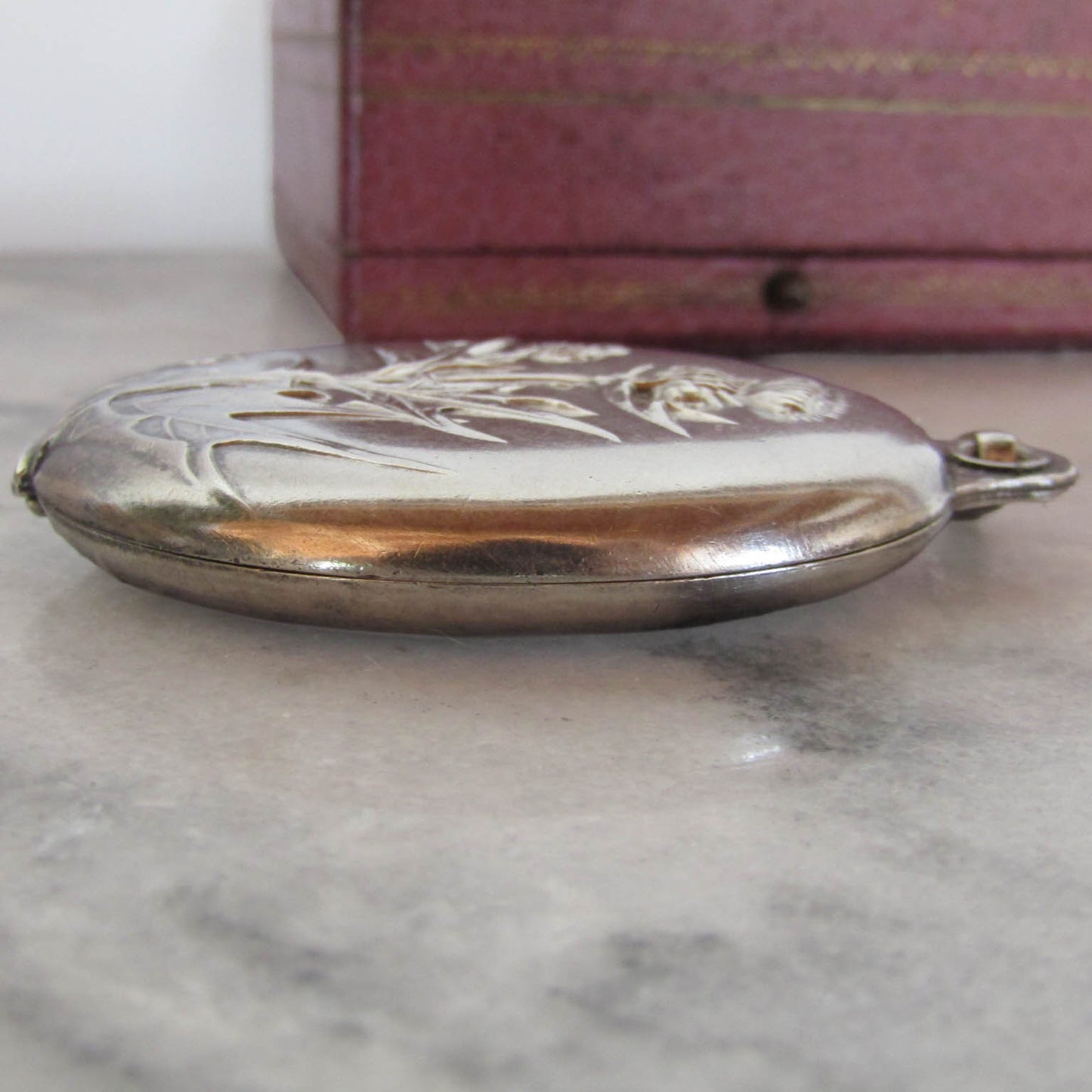 Antique Art Nouveau Silver Thistle Locket of French Origin c. 1900