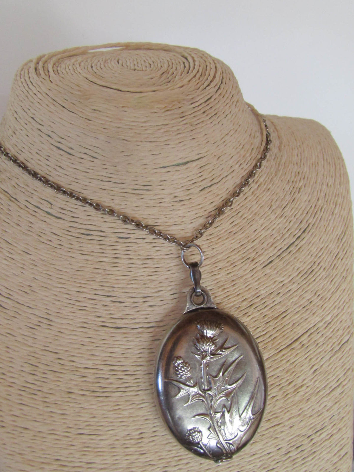 Antique Art Nouveau Silver Thistle Locket of French Origin c. 1900