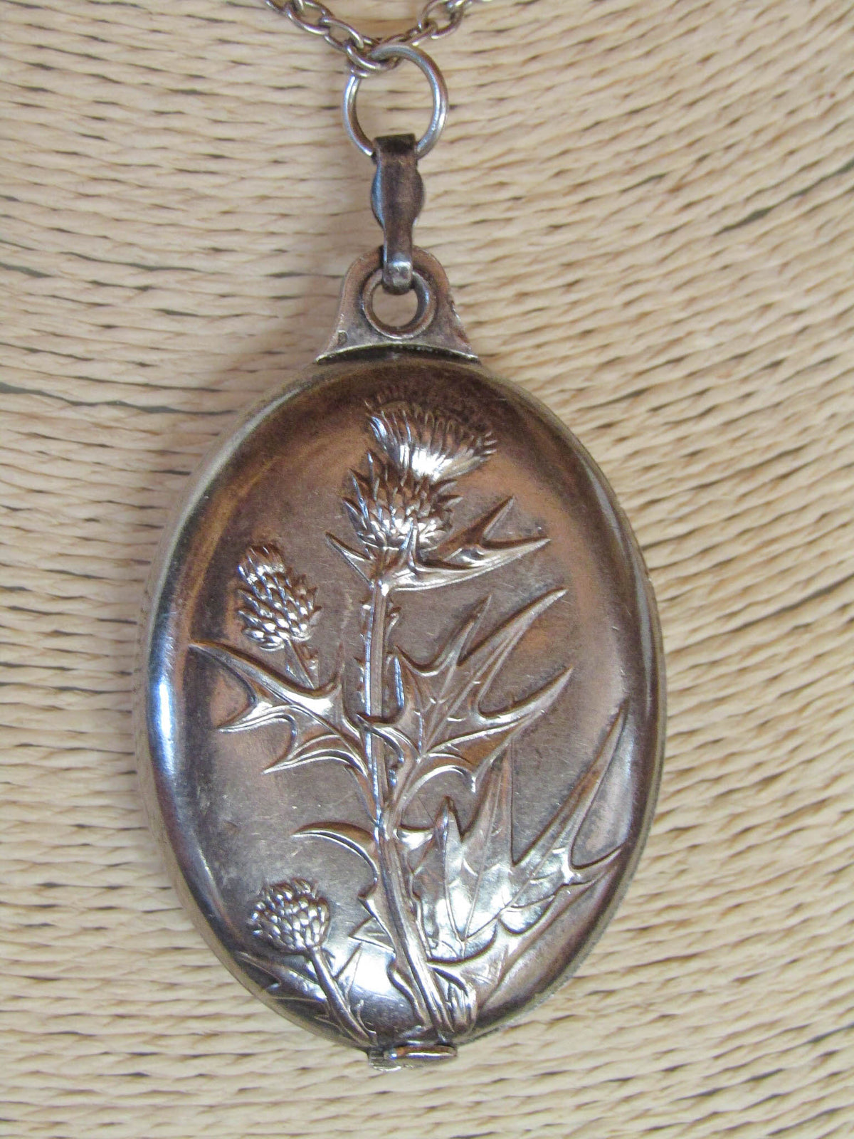 Antique Art Nouveau Silver Thistle Locket of French Origin c. 1900